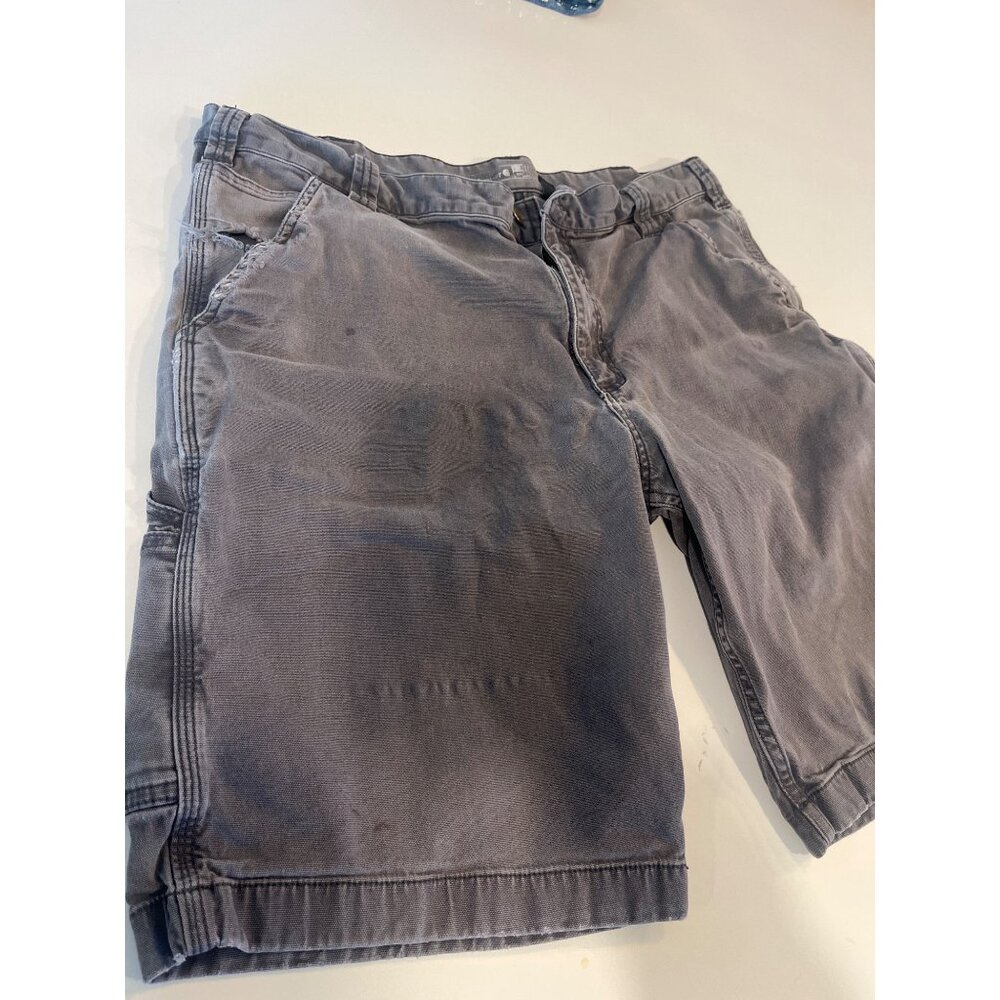 Carhartt Mens Gray Duck Canvas Work Shorts Size 38 K11 Durable Utility Pockets